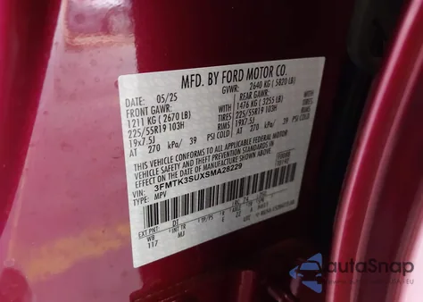 2025 Ford Mustang Mach-E Premium z USA, uszkodzony, nr VIN 3FMTK3SUXSMA28229